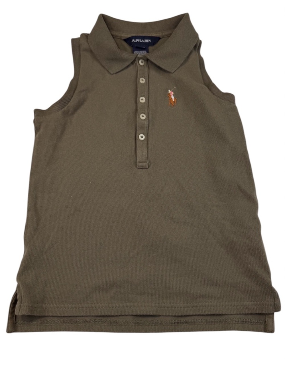 Ralph Lauren Sleeveless Polo Girl's Size M (8-10) Green Embroidered Pony Preppy